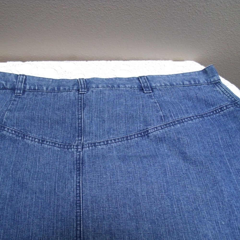 TY Original Wear Denim Long Skirt Raw Hem Blue Jean Kick Pleat Plus Size 24W NWT - Picture 3 of 7